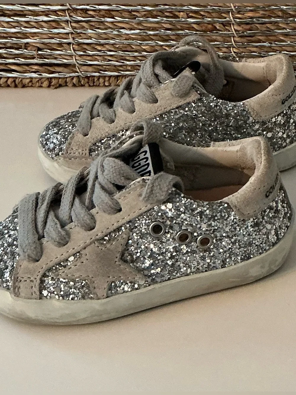 Golden Goose Kids Silver Glitter Star Sneakers
